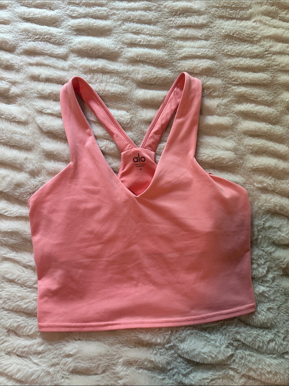 Alo Yoga Real Bra Tank Pink Cropped Sports Bra Tank Size Medium